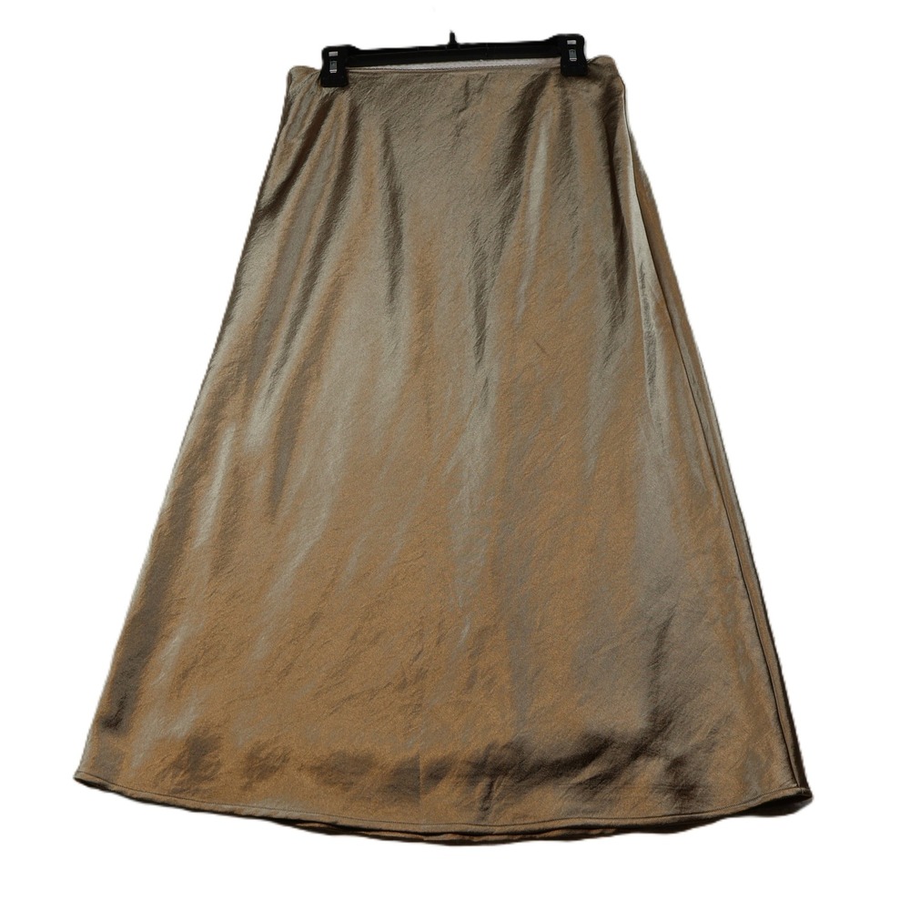 Lululemon Womens L Midi Skirt Gold Bronze Metallic Satin LW8A09S
